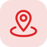 XBody Rotes Ortsmarkierungssymbol auf einem hellrosa, abgerundeten quadratischen Hintergrund.